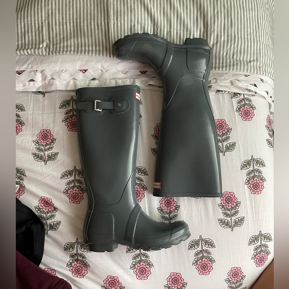 Hunter Blue-Grey Rain Boots